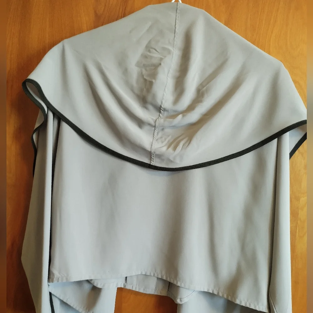Japanese wrap blouse. Mushroom blouse with chocolate brown trim - Picture 5 of 8